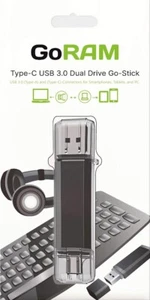 GoRAM 64GB Dual Drive Go-Stick USB 3.0 Type-C Dual Connector Flash Drive - Picture 1 of 8