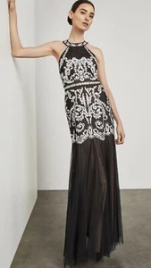 Neu mit Etikett BCBG Maxazria Größe 8 schwarz/cremeweiß besticktes Trägerkleid $ 498 - Bild 1 von 8