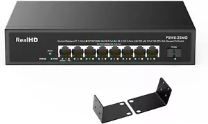8 Port Managed 2.5G Gigabit PoE Switch w/ 10 G SFP Max IEEE8023af/at PoE 135W - Picture 1 of 7