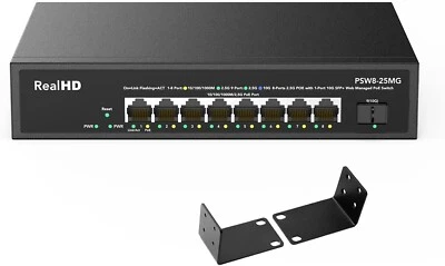 8 Port Managed 2.5G Gigabit PoE Switch w/ 10 G SFP Max IEEE8023af/at PoE 135W - Image 1 of 4
