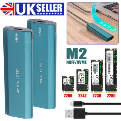M.2 NGFF NVME SSD USB 3.2 Type-C Enclosure Case Converter Adapter UASP 2024