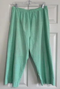 Pantalones capri Fresh Produce para mujer XL verde guinga cintura elástica cottagecore - Imagen 1 de 10