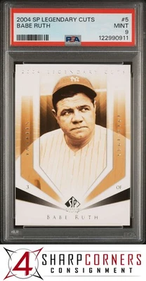 2004 SP LEGENDARY CUTS SP LEGENDARY CUTS #5 BABE RUTH HOF POP 1 PSA 9 - Image 1 of 3