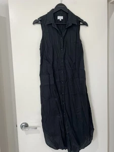 Witchery Sleeveless Button Front Midi Linen Shirt Dress Black Size 12 - Picture 1 of 10