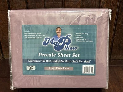 Juego de sábanas My Pillow KING percal rústico ciruela púrpura tamaño king con fundas de almohada Foto 1 de 4