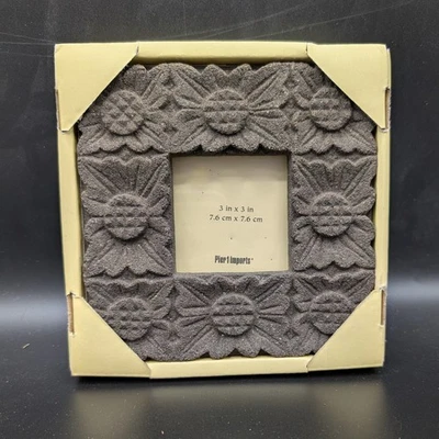 Pier 1 Imports Ornate Picture Frame 7x7 Square~ 3x3 Photo Heavy Ceramic? Stone? - Image 1 of 4