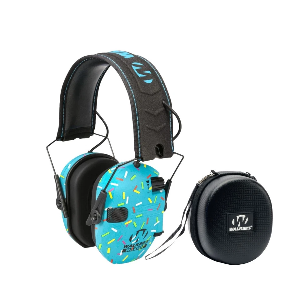 Walkers Razor Slim Electronic Ear Muffs (Blue Sprinkles) with Protective Case - Image 1 of 4