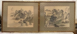 PAIR OF CHINESE TRADITIONAL LANDSCAPE PAINTINGS ON SILK - Picture 1 of 24