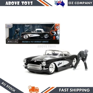Jada 1:24 Universal Monsters 1957 Chevrolet Corvette & Wolfman Figure Model - Picture 1 of 6