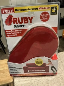 Ruby Movers Furniture Sliders For Carpet & Non-Scratchable Floors 4 Pack XL NIP - Picture 1 of 2