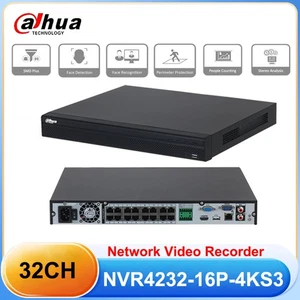 Dahua NVR NVR4232-16P-4KS3 Lite Network Video Recorder 12MP 32CH 1U 16PoE 2HDDs - Picture 1 of 6