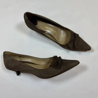 Vintage Bruno Magali Gamuza Zapatos de salón, Mujer Punta Punta Punta Marrón, Talla 7 B Foto 1 de 4
