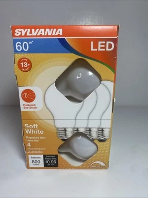 Sylvania LED A19 Light Bulb, 60W Equivalent 4 Count Pack Soft White - Image 1 of 3