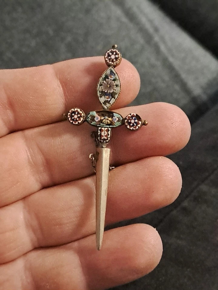 Epee Ancienne Miniature Micromosaique De Verre Art Nouveau Deco Vintage  - Photo 1/4