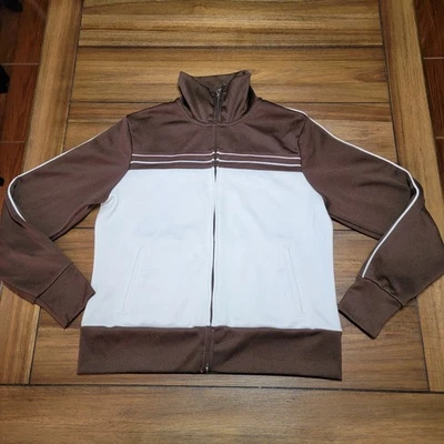 Chaqueta deportiva Tek Gear marrón y blanca con cremallera completa - talla pequeña Foto 1 de 4