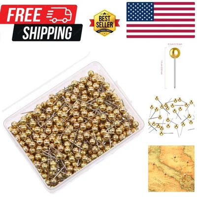 Durable 500-Pack Gold Push Pins - Small 1/8 Inch Map Tacks for Office & Home - Image 1 of 4