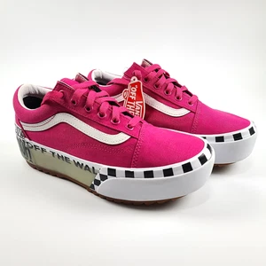 VANS Old Skool Logo Stacked Platform Cabaret Pink Checker Shoes Women's 7.5 - Picture 1 of 13
