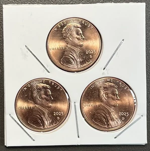2025 D Lincoln Pennies (3) Total / Last Year Of Issue / Shield / From Bank Roll - Bild 1 von 2