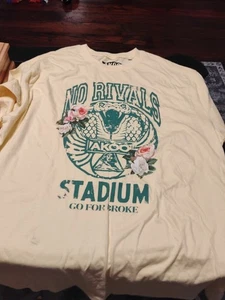 AKOO Mens Shirt 2XL Snake No Rivals Go For Broke Floral Graphic Yellow Tshirt 👕 - Picture 1 of 16
