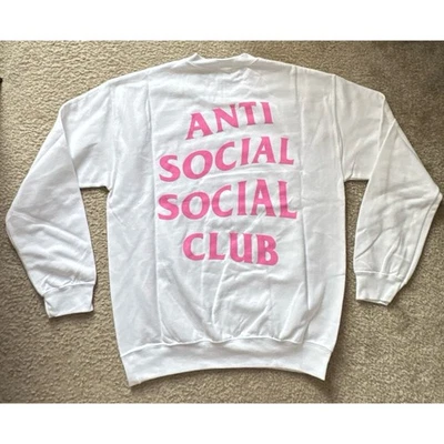 Anti Social Social Club Rosa Logo Cuello Redondo Blanco (ASSW325-M) Hombre Mediano NUEVO Foto 1 de 4