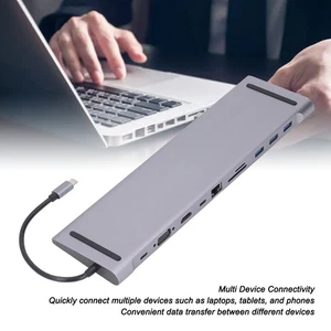USB C HUB 11 En 1 Adaptateur Lecteur De Carte Mémoire De Stockage PD 5Gpbs U OBF - Afbeelding 1 van 12