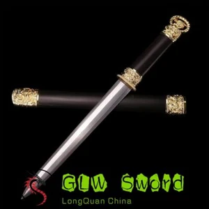 Handmade Eight-Faced Chinese Han Sword Damascus Steel Dragon Pattern Short Knife - Picture 1 of 7