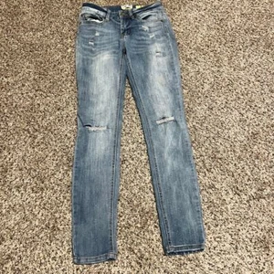 Indigo Rein Distressed Skinny Jeans Light Wash Ripped Denim Size 3 - Picture 1 of 7