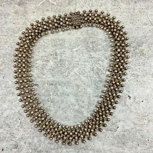 Antique Sterling Silver Ethnic Ornate Cannetille Pin Clasp Chocker Necklace - Picture 1 of 6