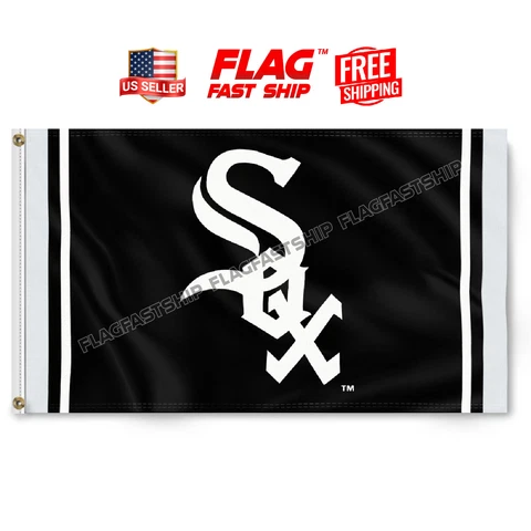 Chicago White Sox Flag 3x5 FT Man Cave Banner w Grommets SOX Logo FREE Shipping Cover