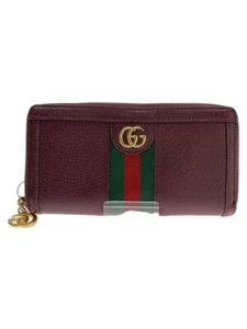 GUCCI Cartera Larga Cremallera Alrededor Ofidia Web Cuero Burdeos Mujeres Usada - Imagen 1 de 8