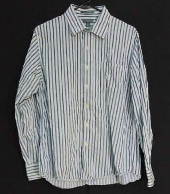 Apt 9 Men's White Striped Textured Super Fine 80's Cotton Dress Shirt Size L - Image 1 of 4