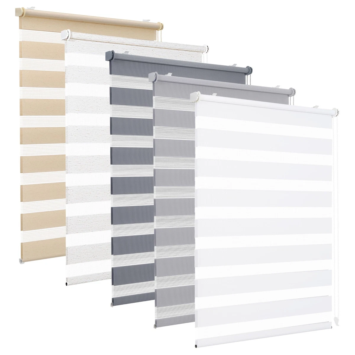 K-home Klemmfix Doppelrollo „Welle“ – Sicht- & Lichtschutz, 105 X 150 Cm, Ohne Bohren, Weiß