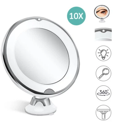 10X Kosmetikspiegel Wandspiegel Rasierspiegel LED Spiegel Schminkspiegel 360° DE - Bild 1 von 4
