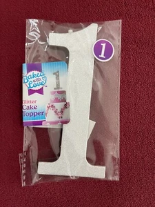 Baked With Love CAKE TOPPER SILVER GLITTER #1 ONE Birthday Cake ** NEW ** - Picture 1 of 1