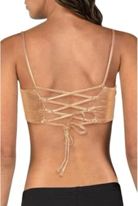 Bikini Lab MWT! Women'S Gold Back Bandeau Bra Bikini Swimsuit Top Size XXS - Picture 1 of 14