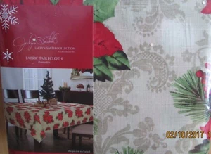 Jaclyn Smith 60" x 102" Weihnachtsstern Stoff Weihnachten Tischdecke-Neu in Verpackung! - Bild 1 von 4