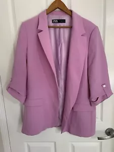 Zara Purple Open Blazer Jacket Size XL - Picture 1 of 9