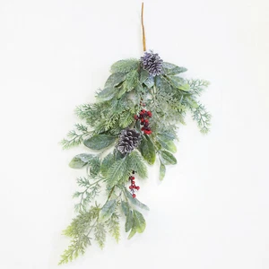 Künstliche rote Beere Tannenzapfen Swag Girlande 80cm Länge Weihnachten festliche Deko - Bild 1 von 2