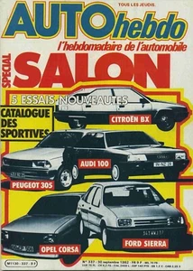 AUTO HEBDO n°337 30/09/1982 Spécial SALON AUDI 100 CITROEN BX PEUGEOT 305 - Imagen 1 de 1