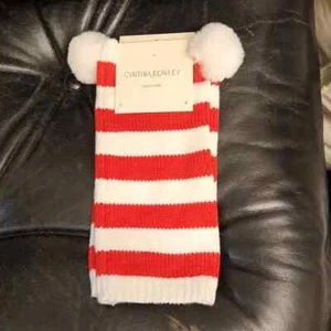 nwt CYNTHIA ROWLEY red striped leg arm warmers girls S valentine's day knit 5/6 - Picture 1 of 2