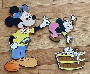 Wall Decor Set Disney Mickey Mouse Nursery Collectors Rare Vintage Bath Time - Picture 1 of 6