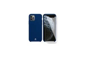 Ibroz Coque silicone bleu nuit + Verre trempé pour iPhone 11 Pro Max - Photo 1/4