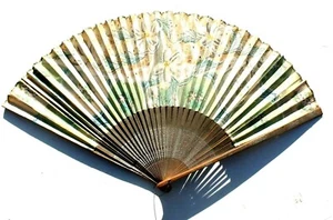 Vintage Antique 1900s Women's Hand Painted Floral Hand Held Fan - Picture 1 of 5
