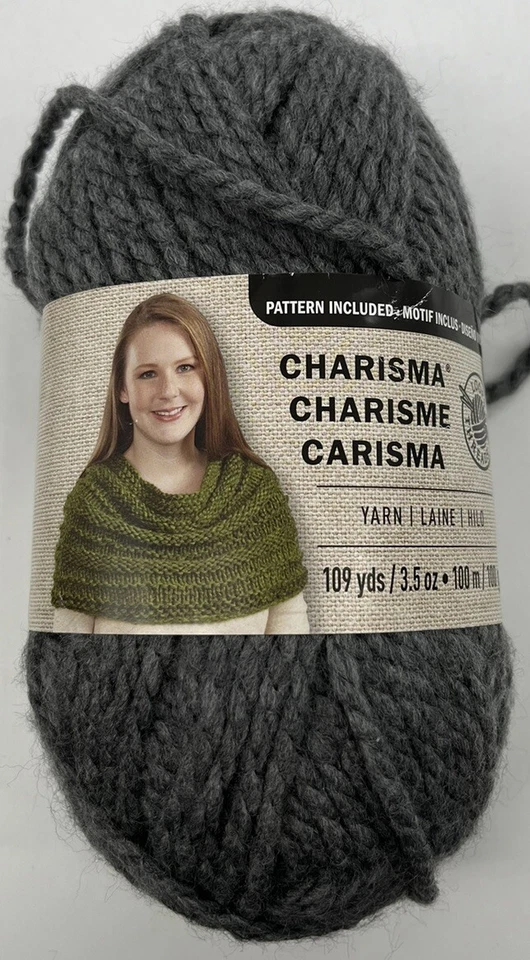 Loops and Threads Charisma Bulky Yarn Charcoal Gray 109 Yards Each