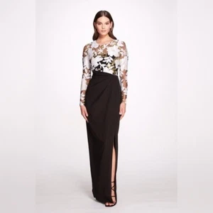 Marchesa Notte schwarz weiß Blumen bestickt Kleid Gr. 4 - Bild 1 von 8