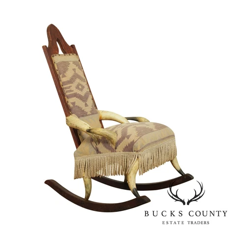 Antique South West Steer Horn Rocker, Rocking Chair Cover