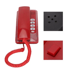 (Rouge)Téléphone Filaire De Bureau Ligne Fixe Murale Portable Avec Fonction - Zdjęcie 1 z 12
