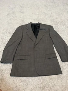 Mens Brandini Size 43R Suit Blazer Jacket 100% Wool Made in Canada Black/Grey - Picture 1 of 8