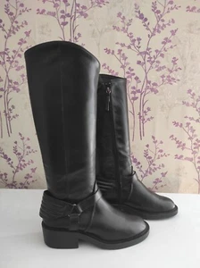 ZARA TRAFALUC TALL RIDING BOOTS FAUX LEATHER Size UK 6 EU 39 - Picture 1 of 7