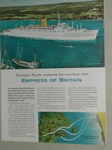 1955 CANADIAN PACIFIC SHIPS advertisement, Empress of Britain St. Lawrence River - Bild 1 von 3